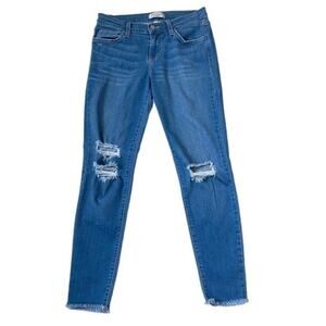 Judy Blue Jeans Skinny Fit Distressed Raw Hem Medium Wash Denim Size 5 / Size 27